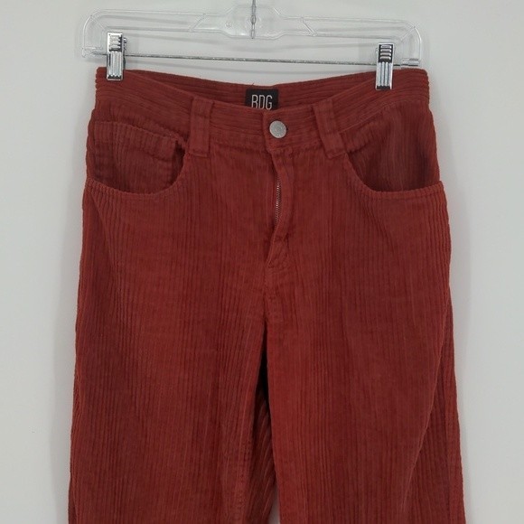 BDG Urban Outfitters Orange/Red Corduroy Straight Leg Mid Rise Pant Size 25 - Picture 2 of 15